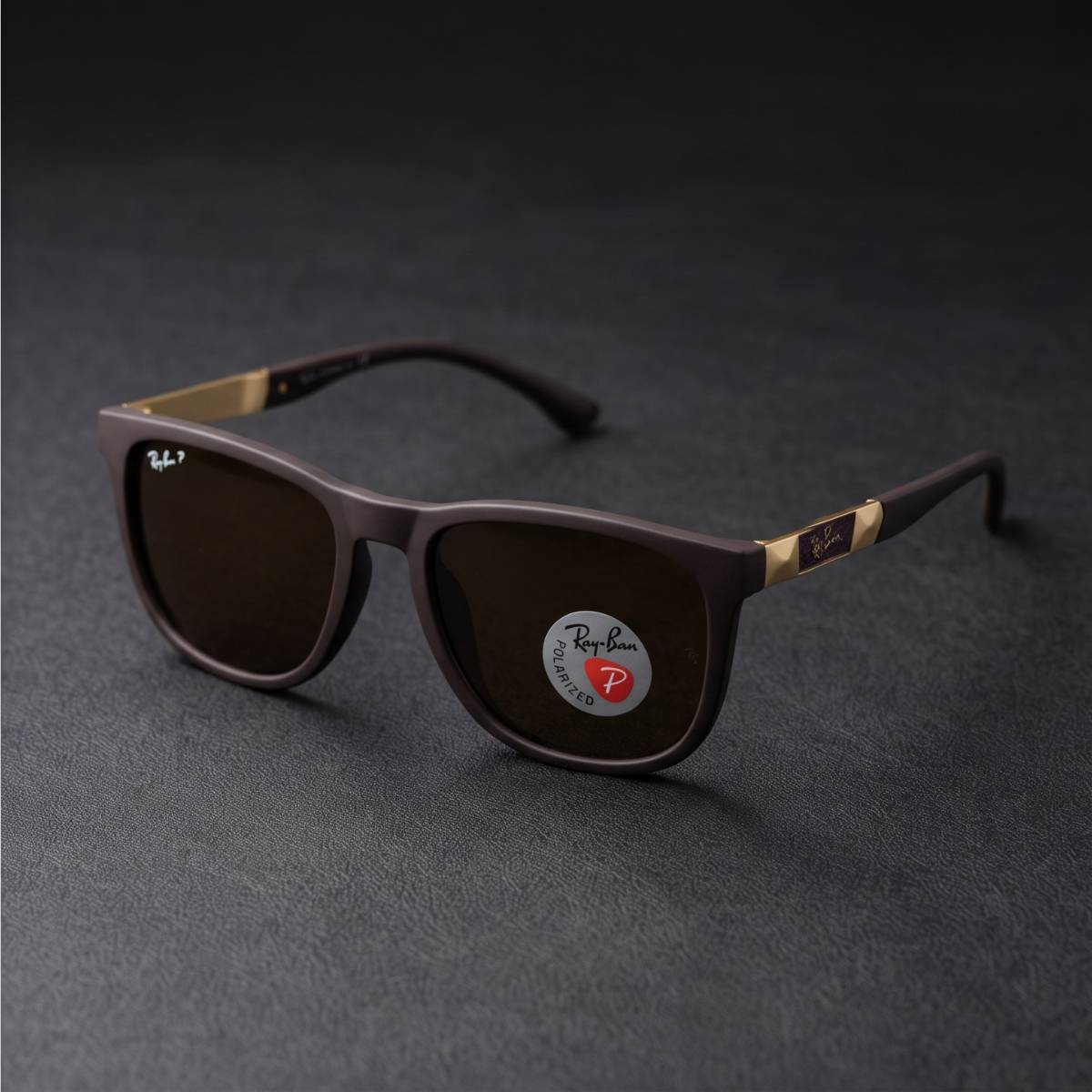 Ray-Ban Polarized Square Sunglasses brown black view 2