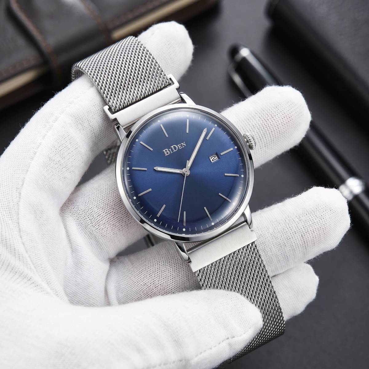 Biden Classic Blue Mesh Watch