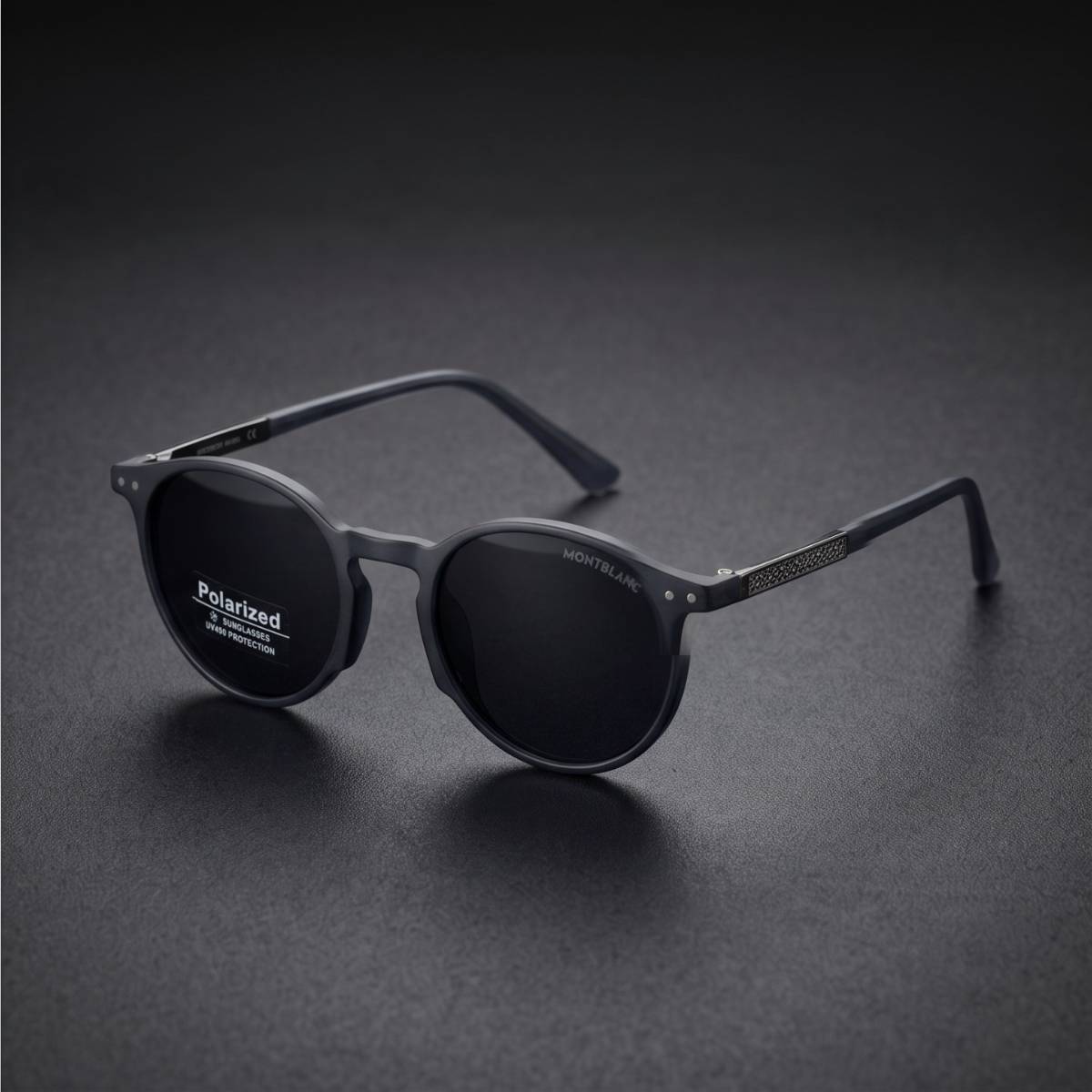 Montblanc Polarized Round Sunglasses black view 2