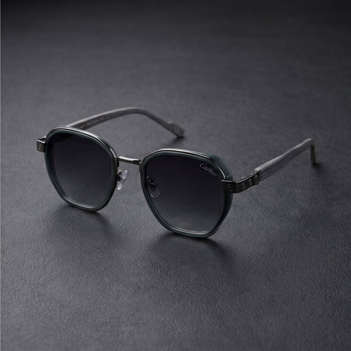 Cartier Santos Geometric Sunglasses green view 2