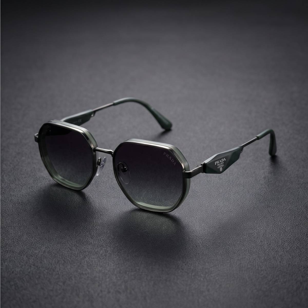 Prada Milano Geometric Sunglasses green view 2