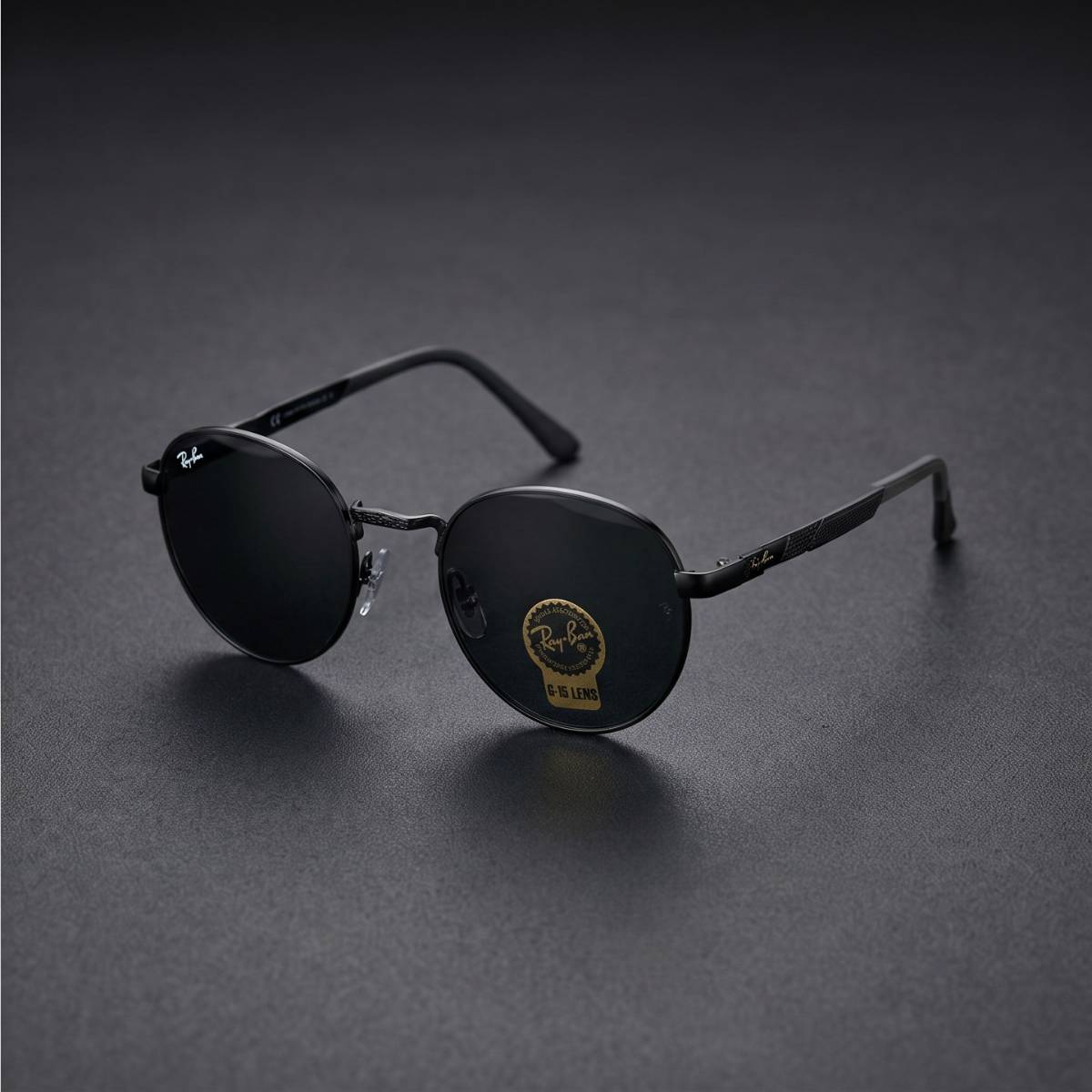 Ray-Ban Round Metal Sunglasses FULL BLACK view 2