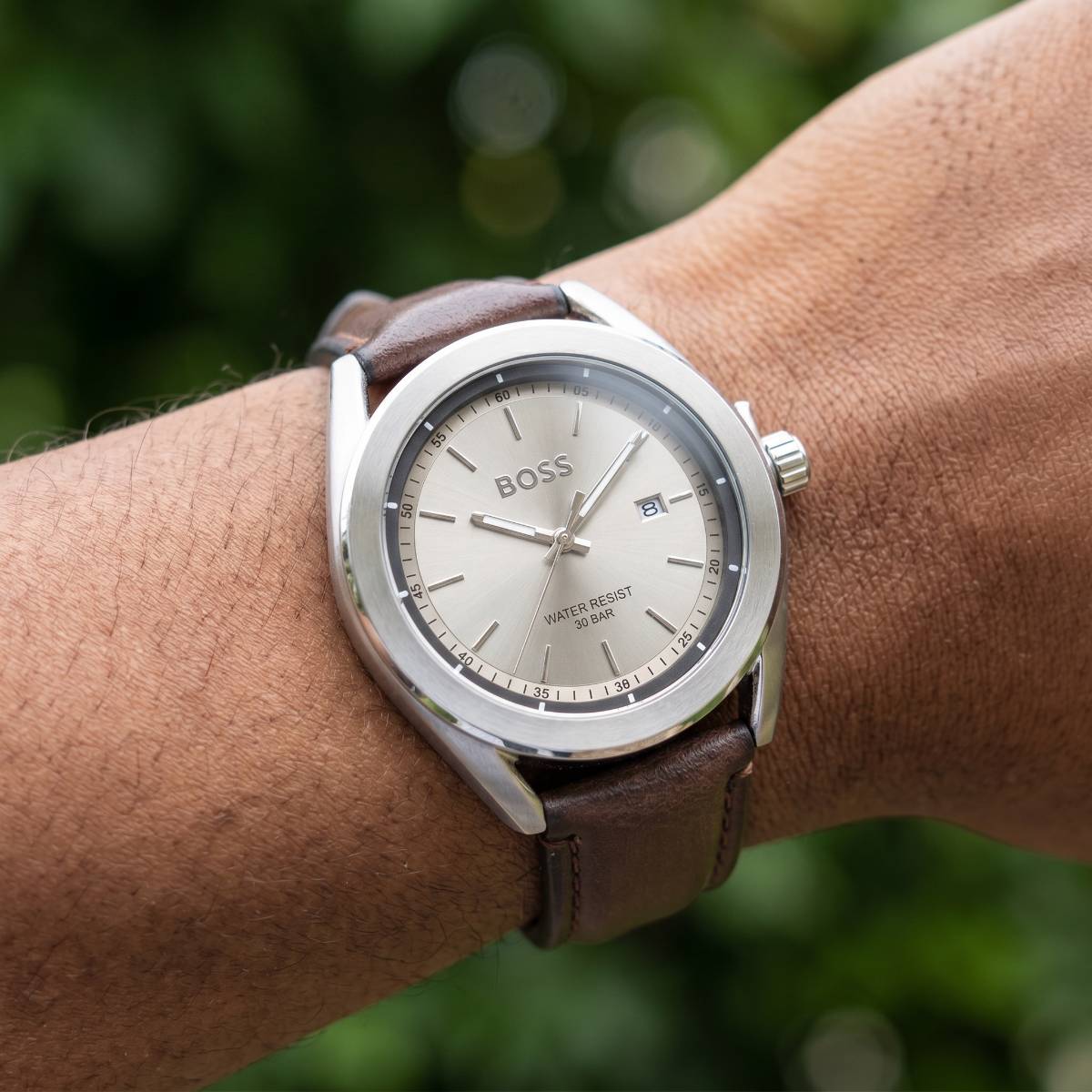BOSS Watch Brown Leather Strap view 2