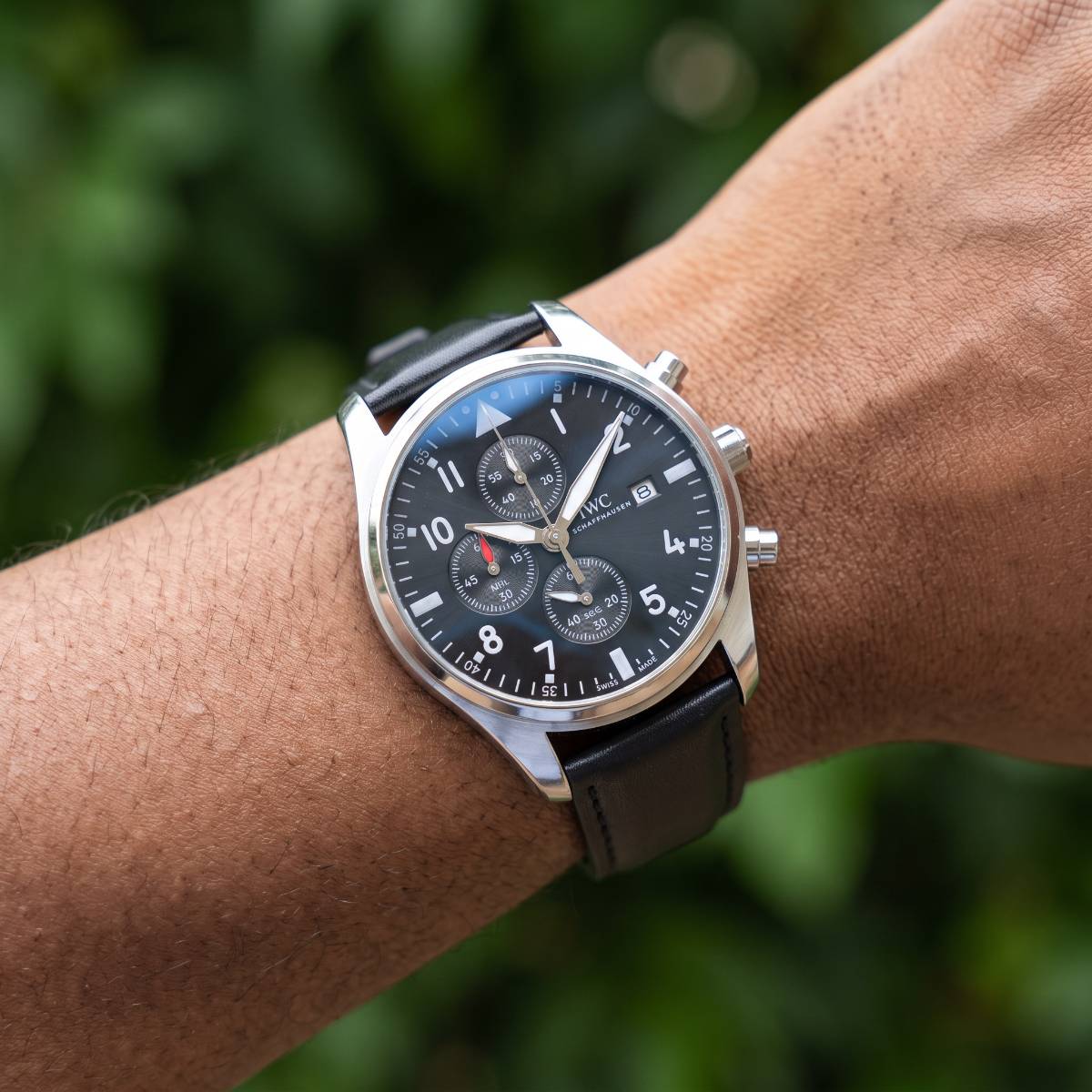 IWC Pilot Chronograph Watch b,silver view 2