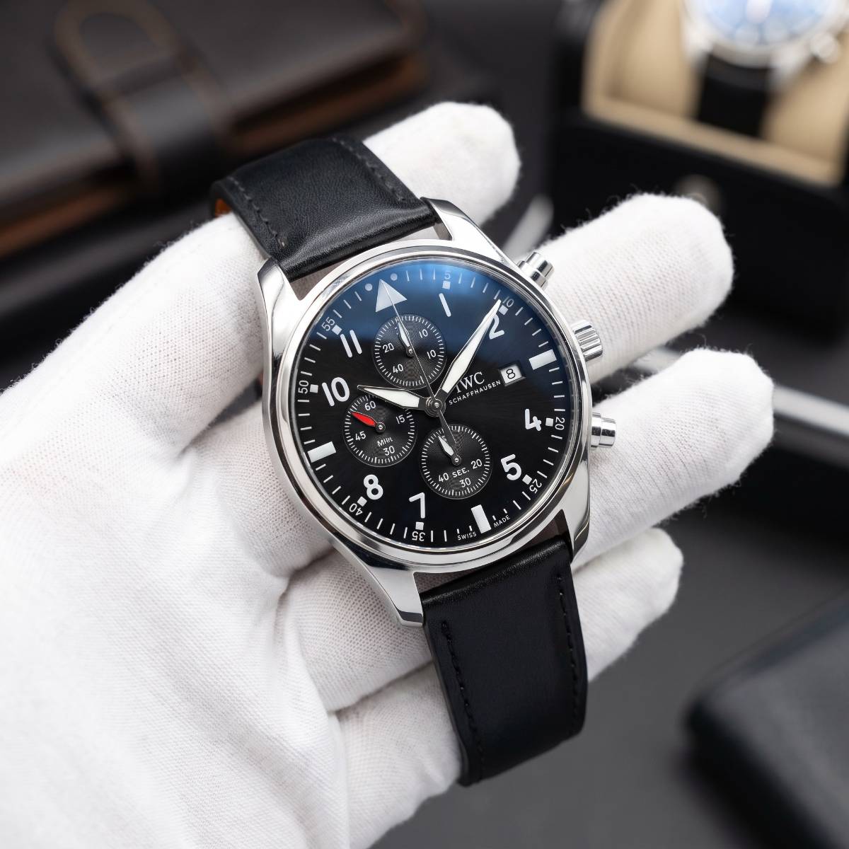 IWC Pilot Chronograph Watch b,silver