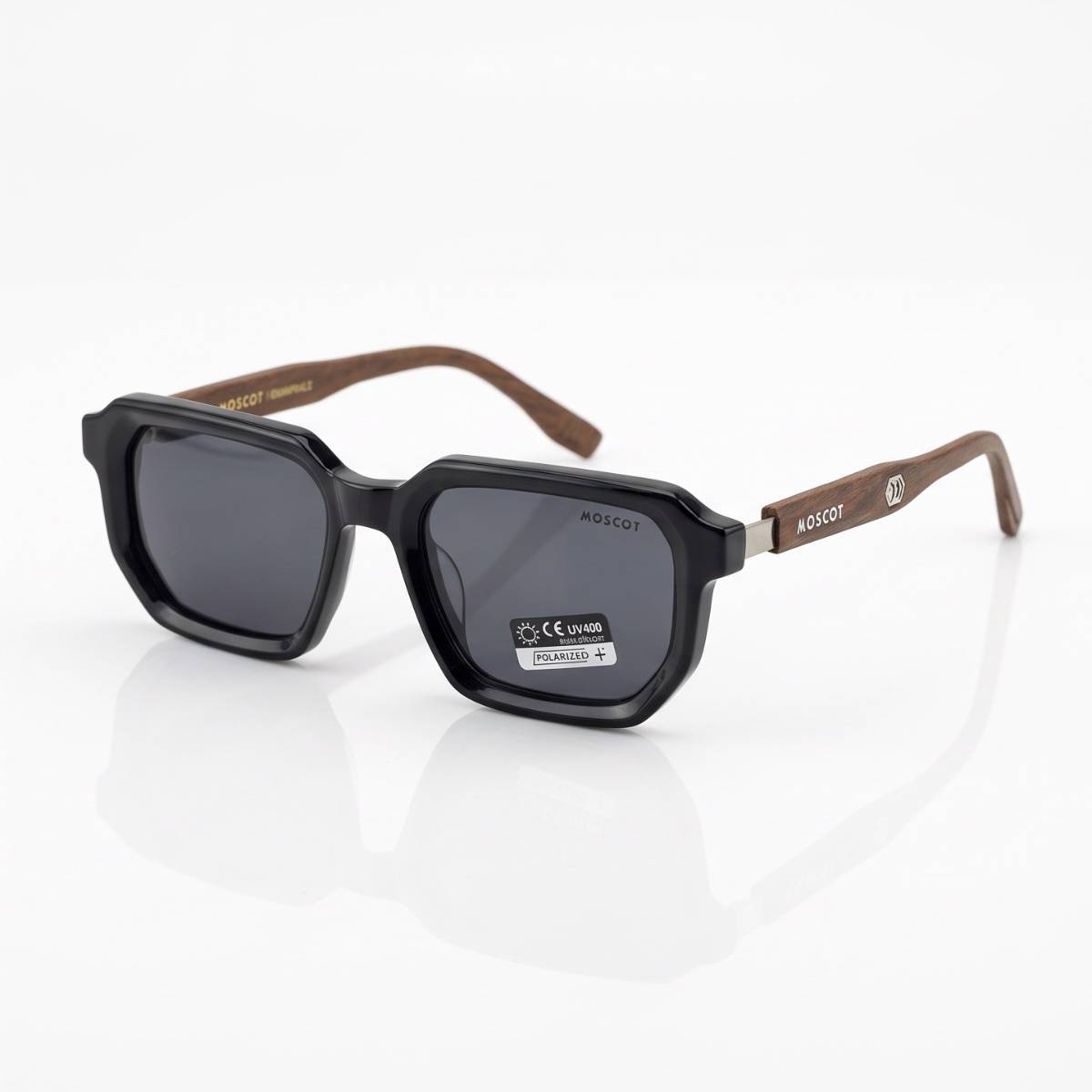 Moscot Polarized Wood Temple Sunglasses