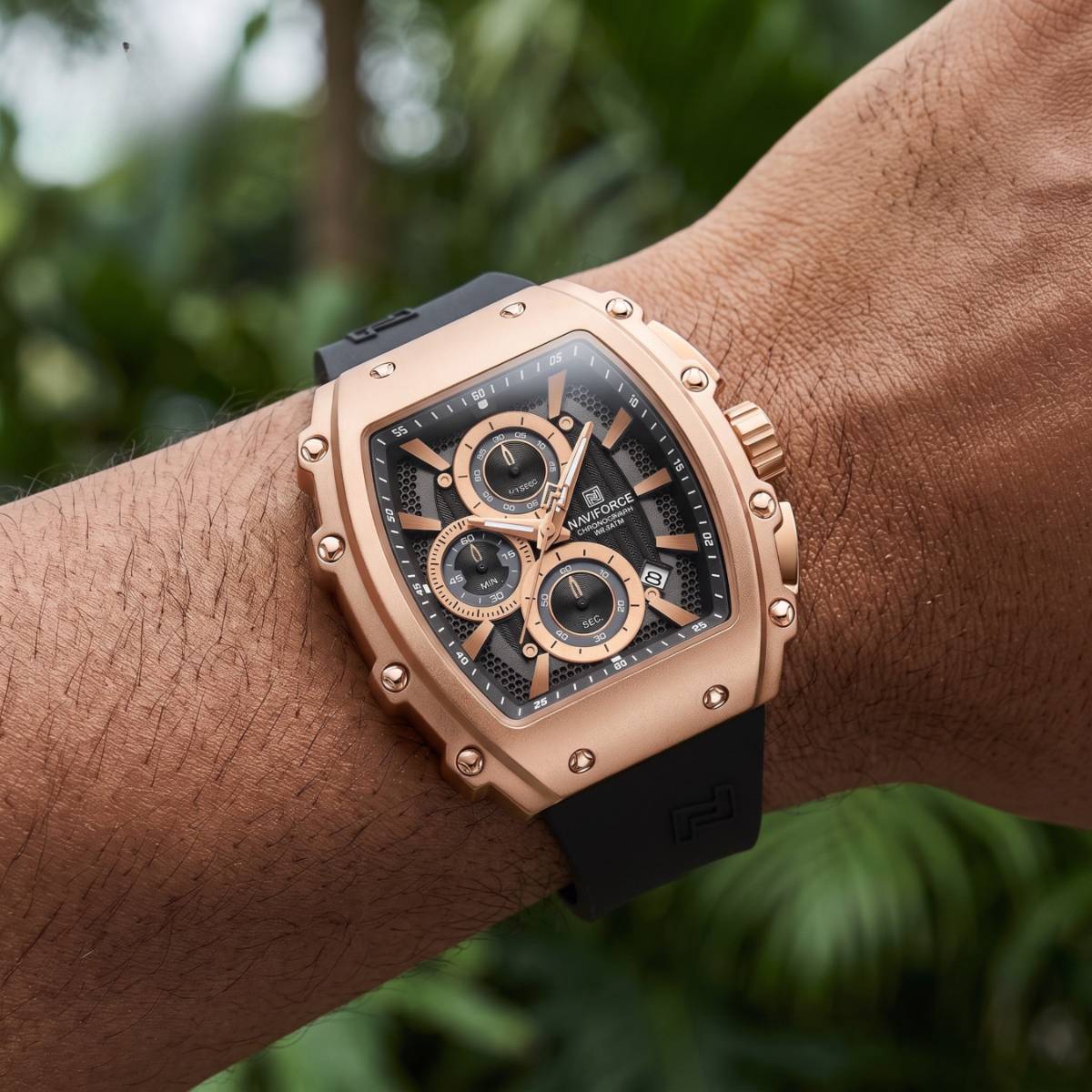 Naviforce Tonneau Chronograph Rose Gold view 2