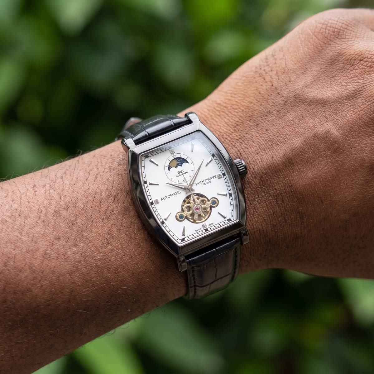Patek Philippe Tonneau GMT Moonphase view 2