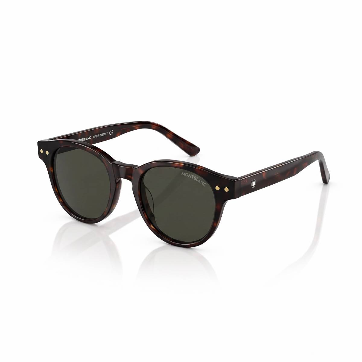 Montblanc Tortoise Round Sunglasses