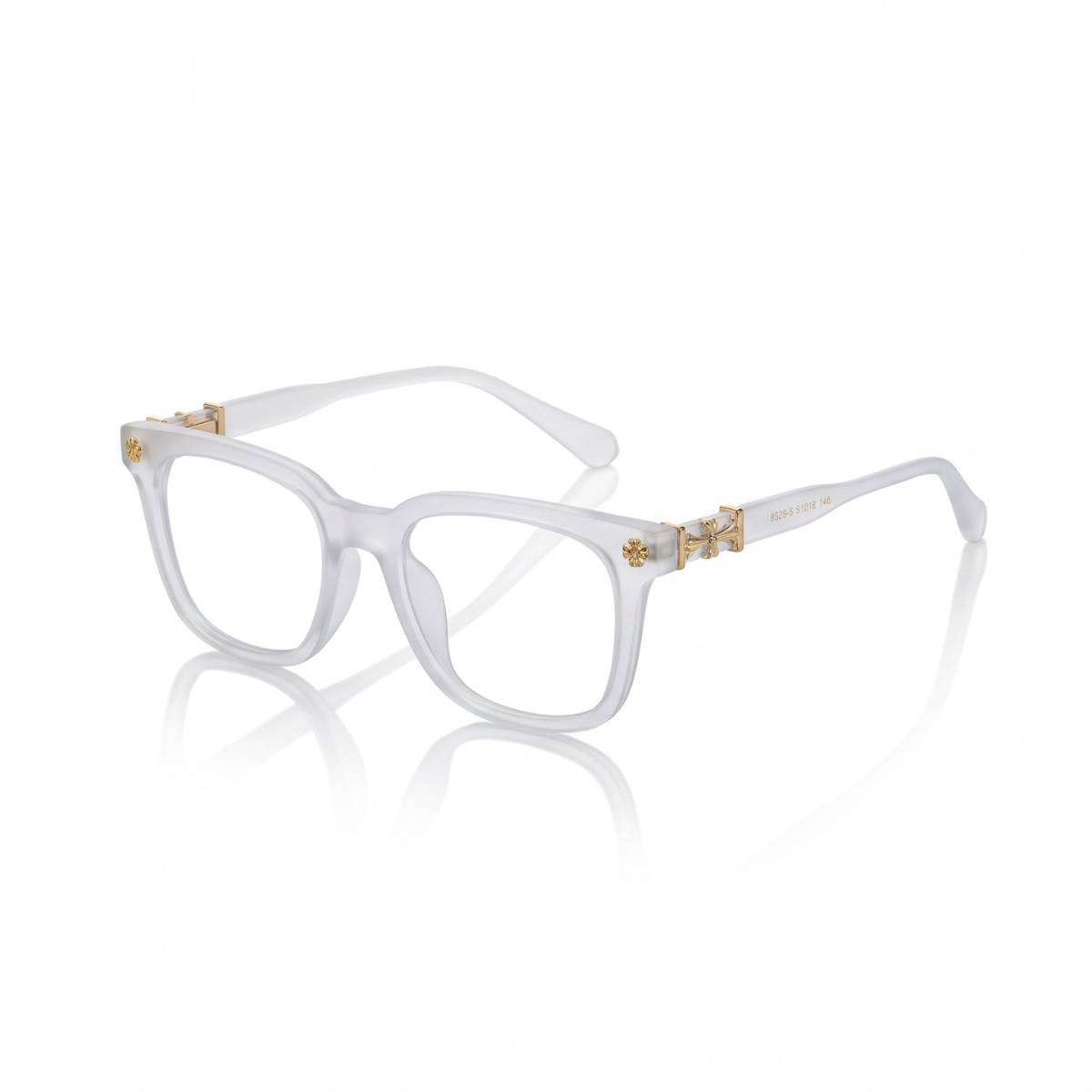 Frosted Crystal Gold Cross Eyeglasses - view 1
