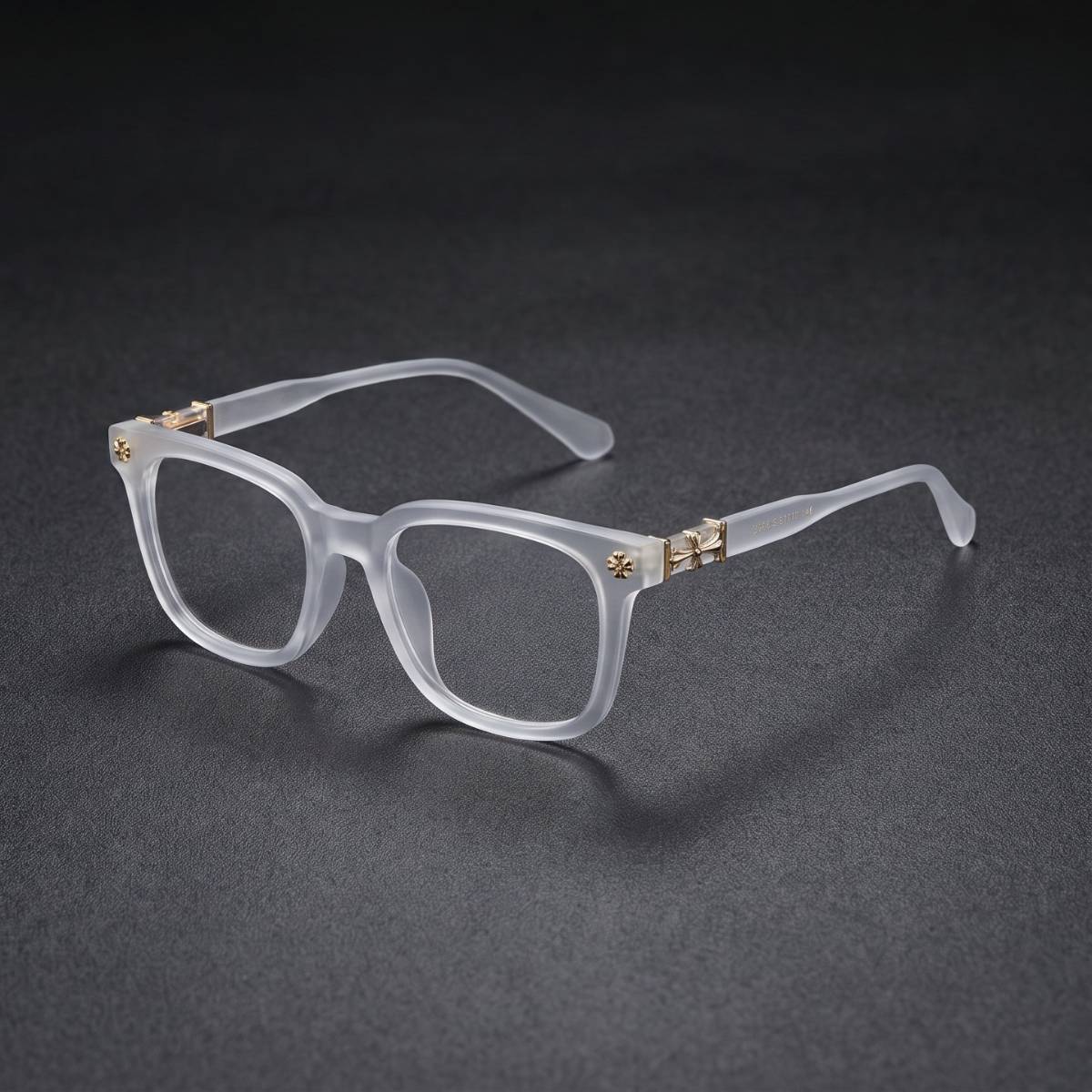 Frosted Crystal Gold Cross Eyeglasses view 2