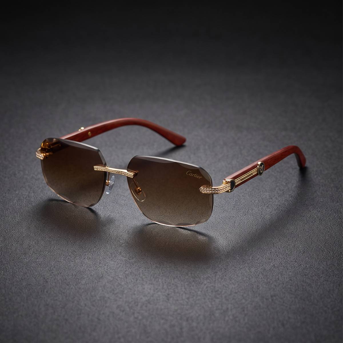 Cartier Rimless Diamond Sunglasses view 2