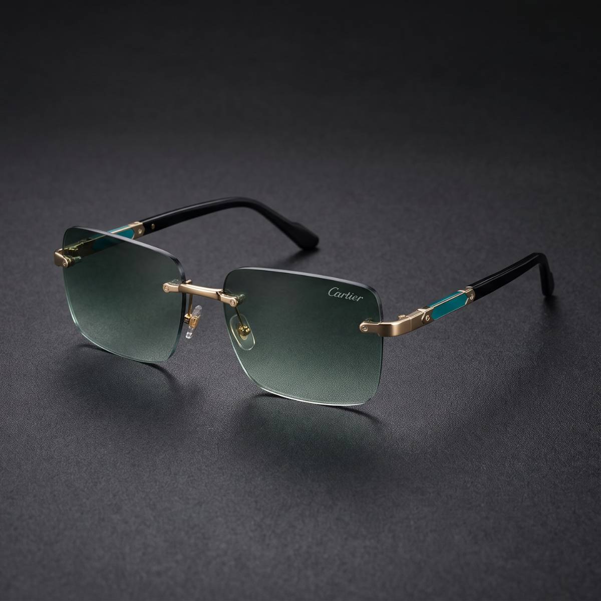 Cartier Rimless Square Sunglasses grn view 2