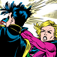 Detective Comics issue 648. Tim has unmasked Steph, and she, snarling, hits him in the face with a brik.