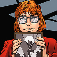 Detective Comics issue 734. Barbara, smiling, holds up a picture of herself as Batgirl, showing it to Cass.