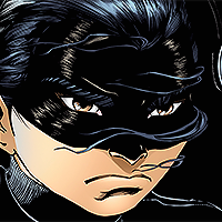 Detective Comics issue 734. Close-up to Cass, wearing a black mask covering her upper face, scowling, with hair flying around her face.