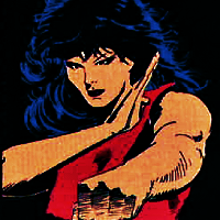Screenshot from The Question issue 28. Shiva from the chest up, wearing a sleeveless pink top with a high neckline, hair long and layered below her shoulder. She has one arm extended, hand making a fist, and the oder crossed over her chest, palm open, ready to fight.