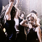 Faith and Buffy dancing in the Bronze club.