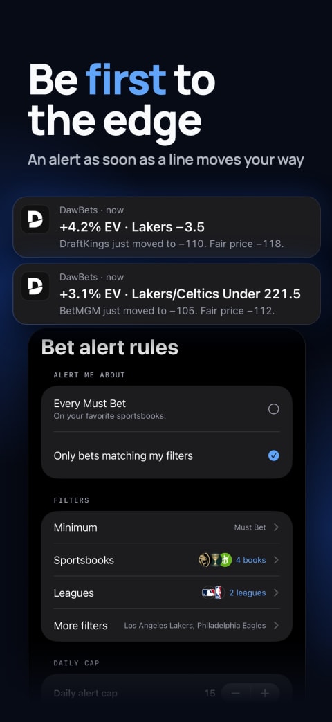 A push alert on the Lock Screen for a Must Bet at your sportsbook