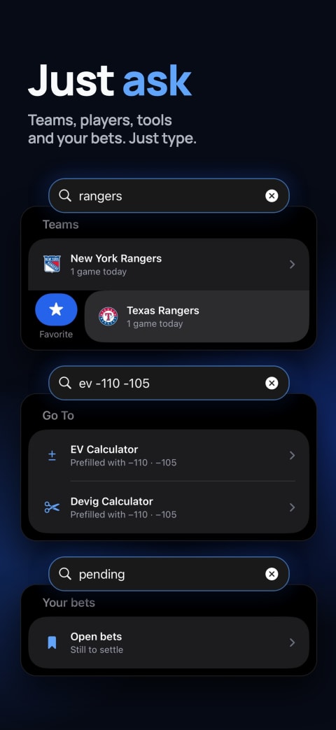 Search: type what you want the way you would say it and land on the matching bets