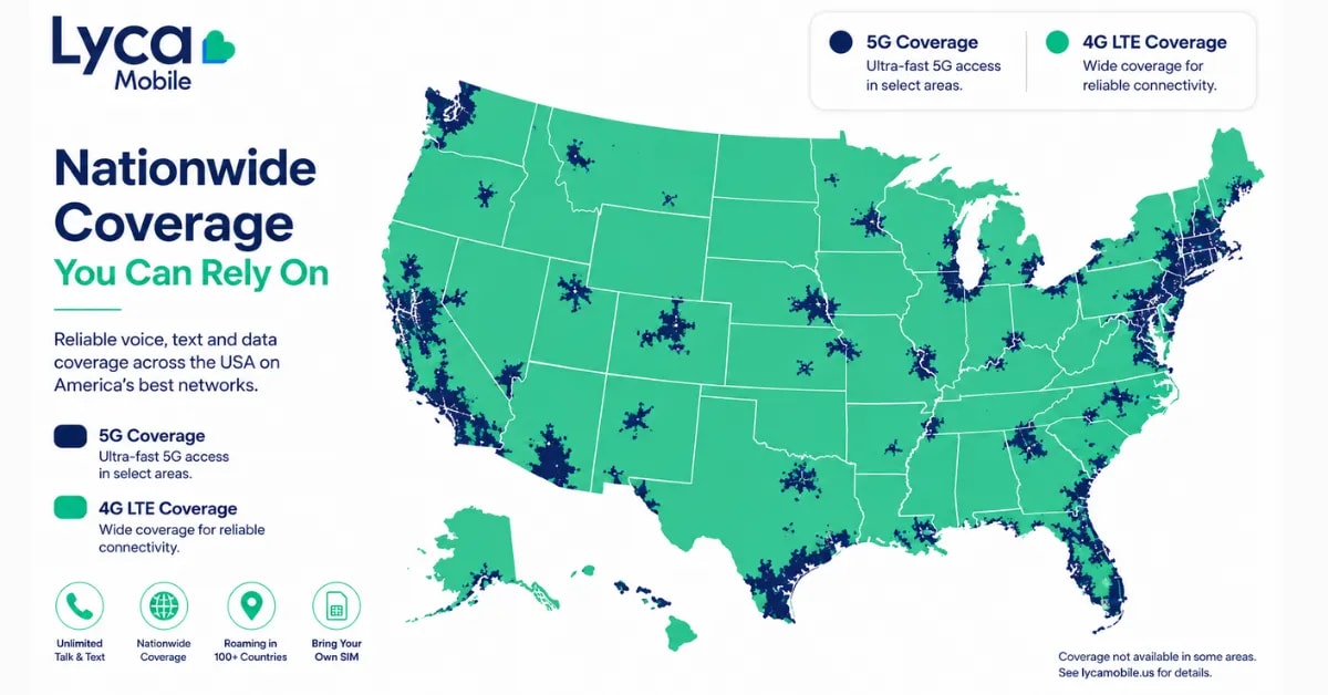 Lycamobile USA network coverage map 2026