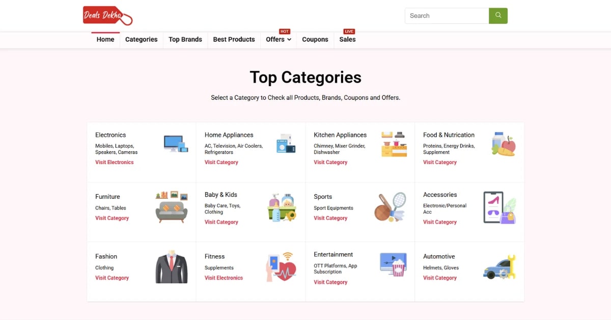 DealsDekho homepage - Fastest growing deals platform India