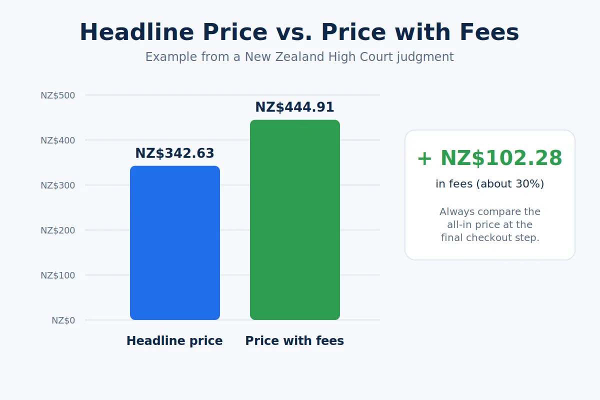 Chart showing how Viagogo fees raise the final ticket price