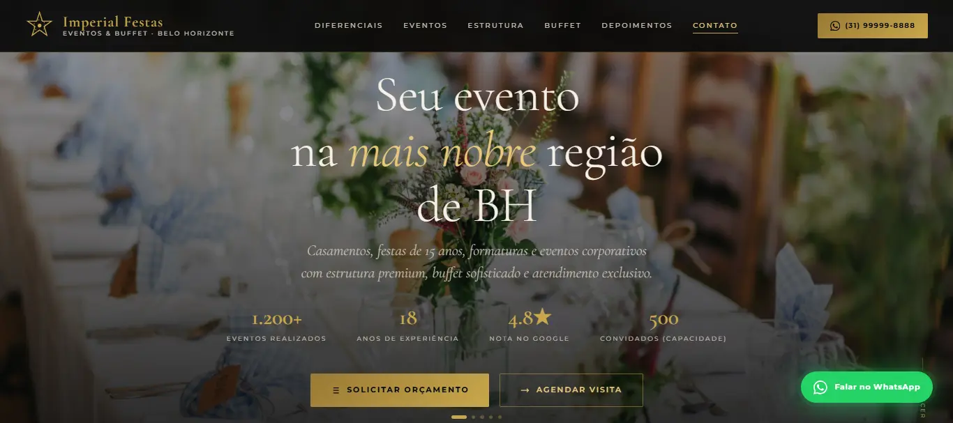 Landing page Imperial Festas e Eventos