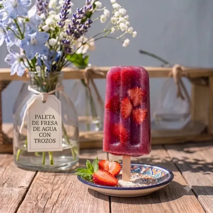 Paleta de Fresa de Agua con Trozos
