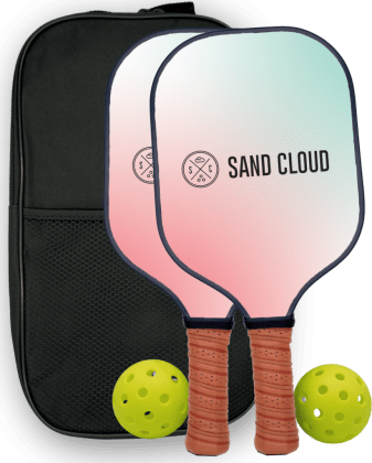Pickleball holiday gift set for clients: two logo paddles, two balls and a carry bag
