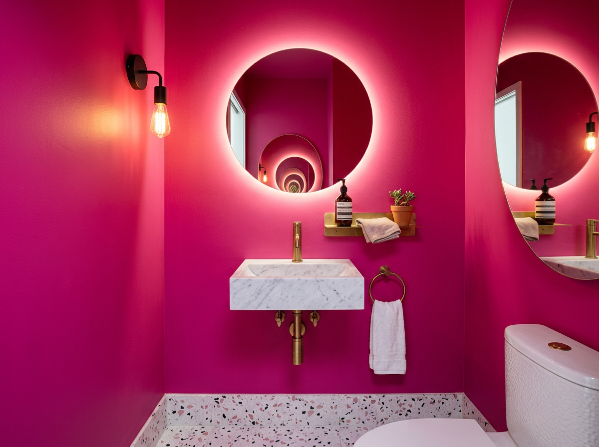 Electric Fuchsia powder room