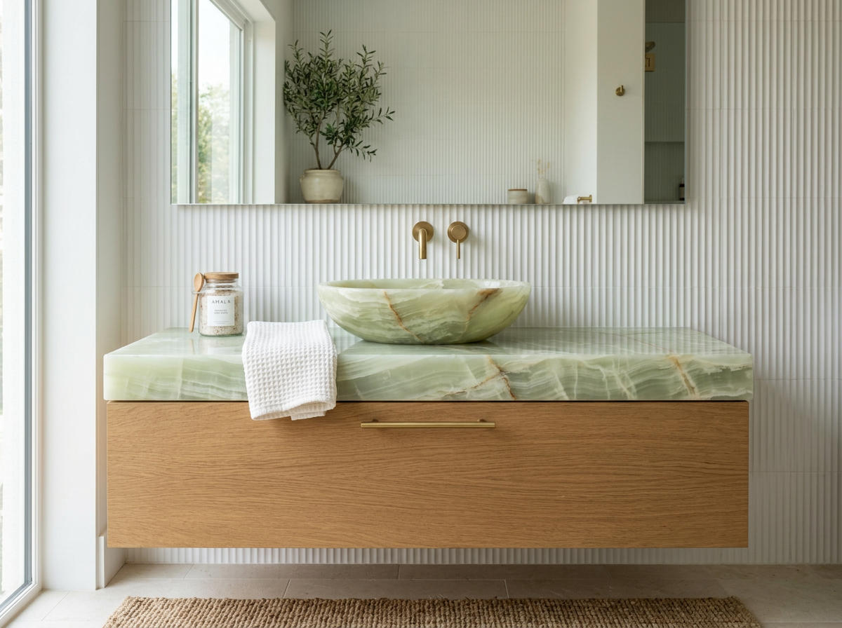 Green onyx bathroom vanity top
