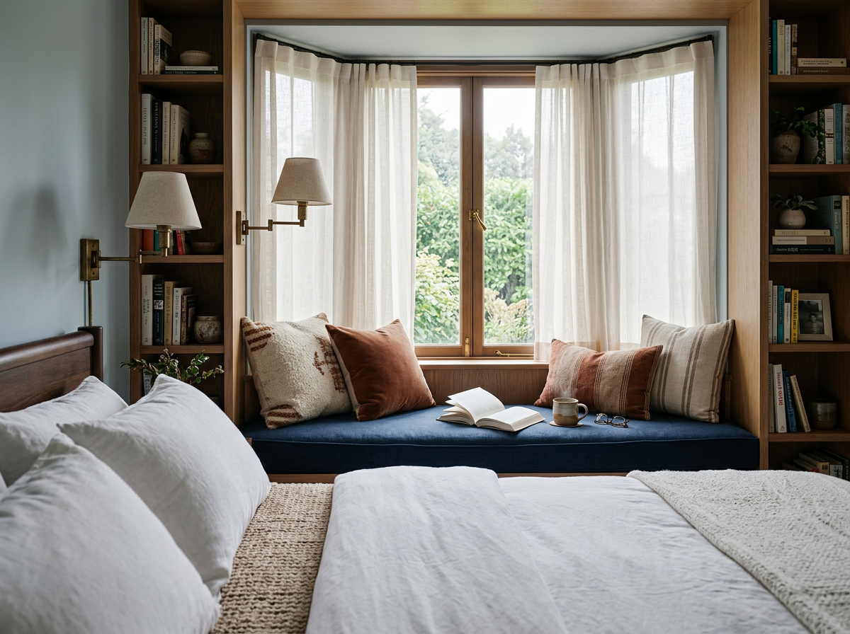 Multifunctional bedroom reading nook