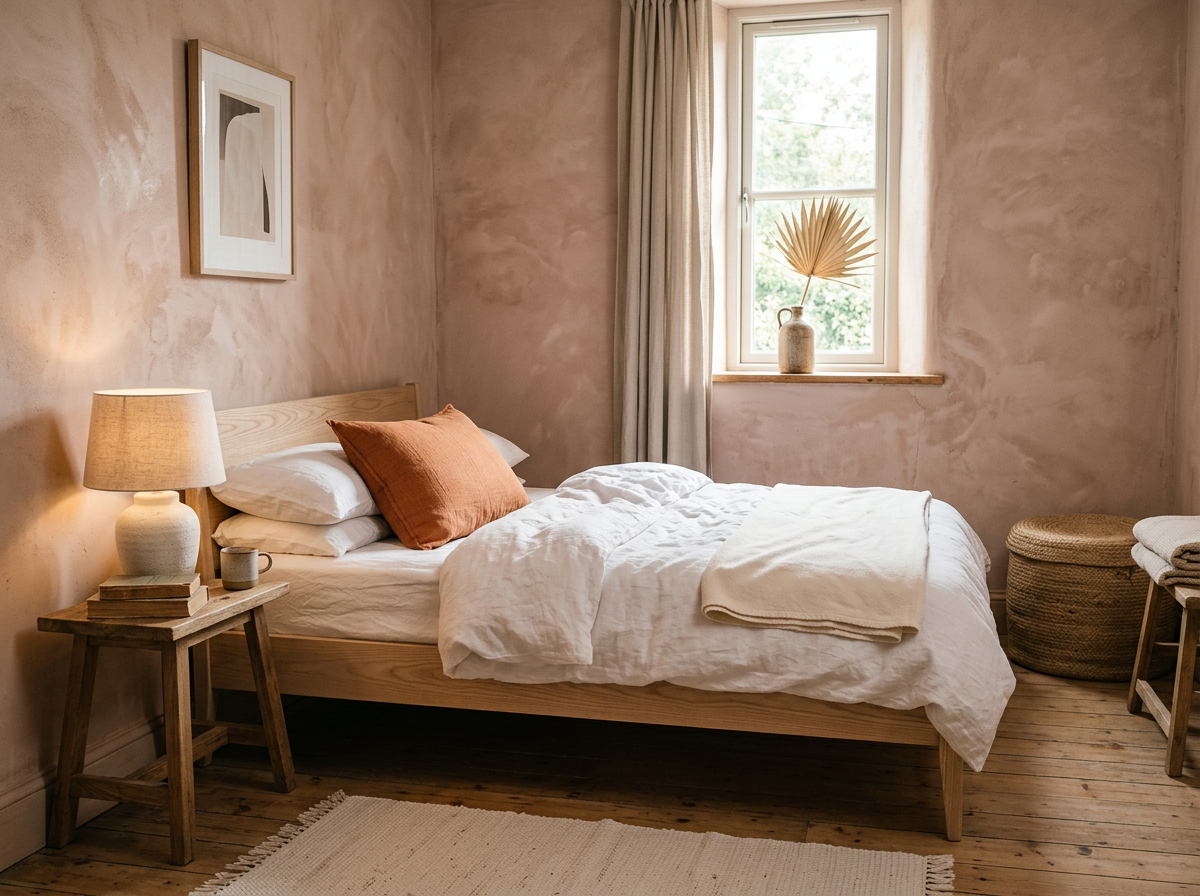 Limewash plaster bedroom walls