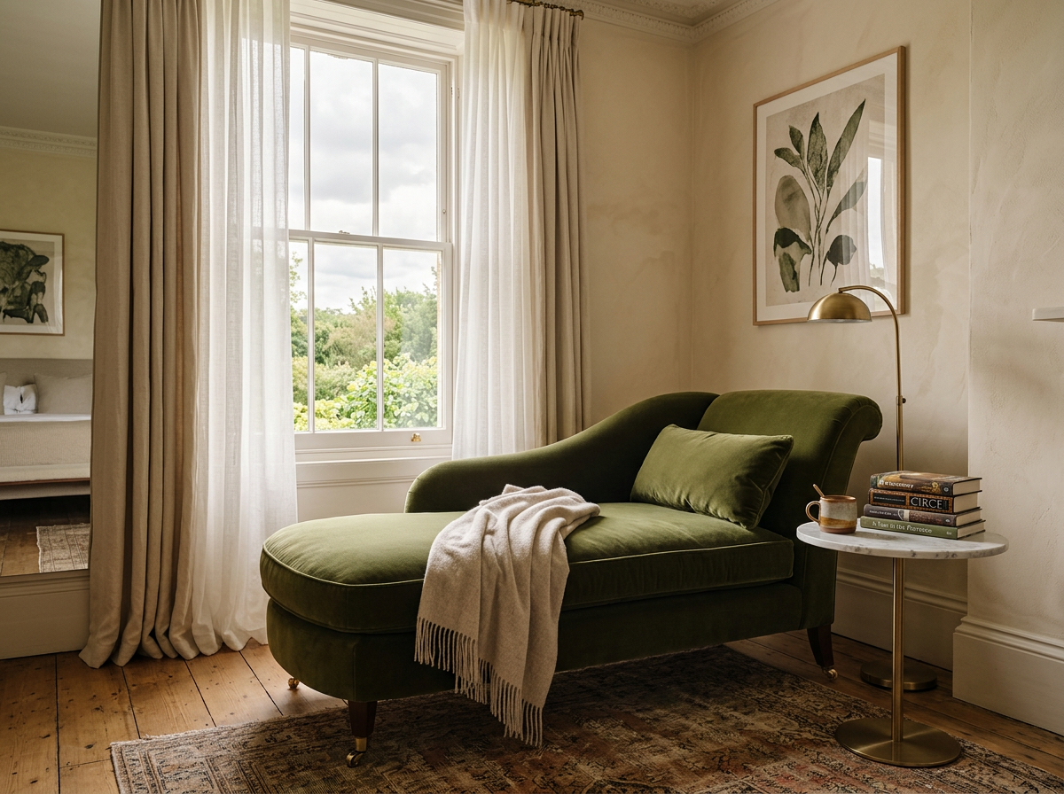 Plush chaise lounge corner