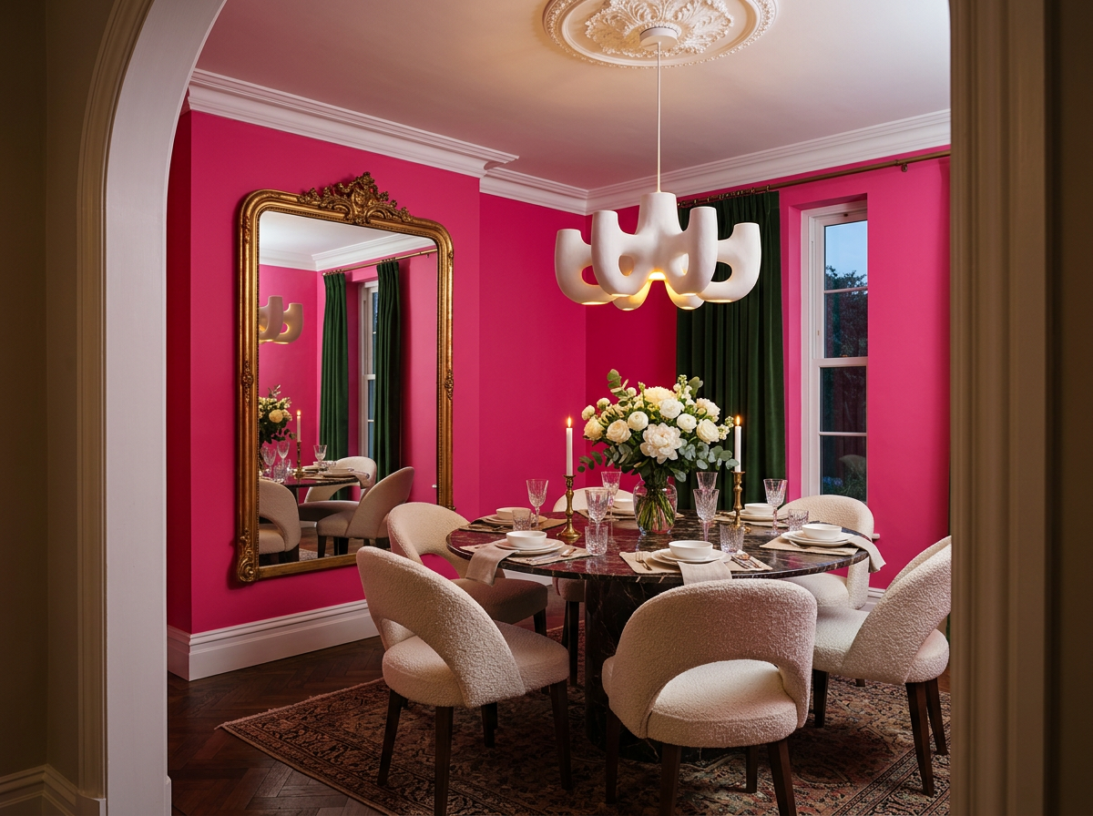 Hot pink dining room