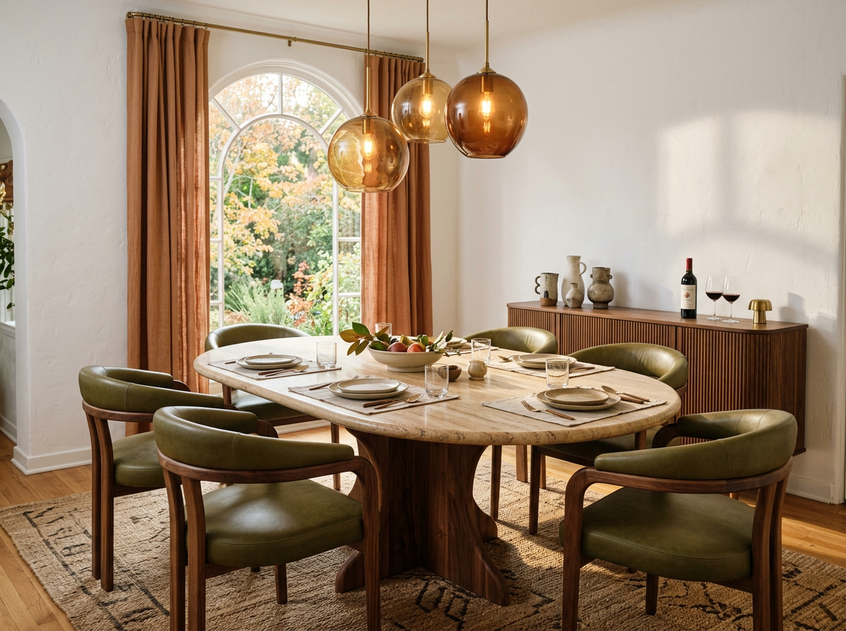 Travertine and walnut Scanditalia dining room