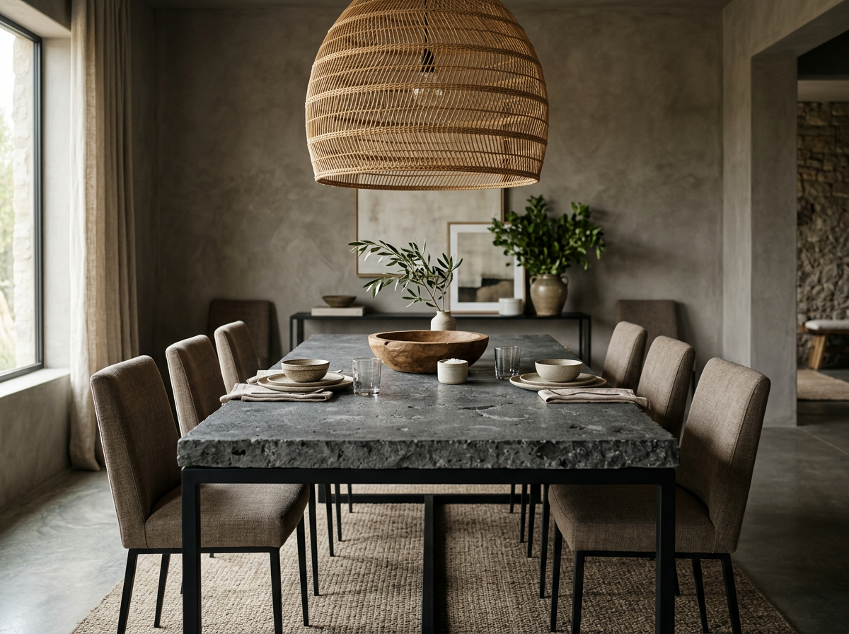 Volcanic stone dining table