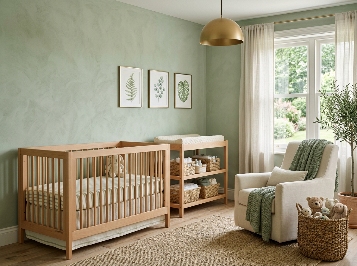 Sage and brass nursery