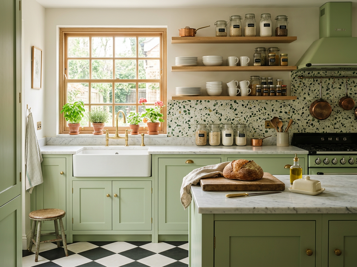 Pistachio green kitchen