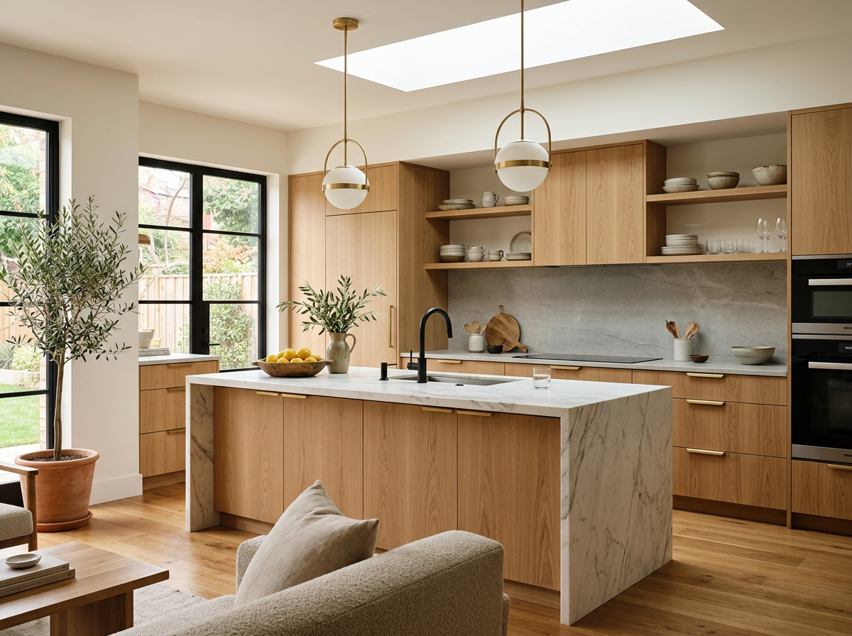 White oak slab-front kitchen