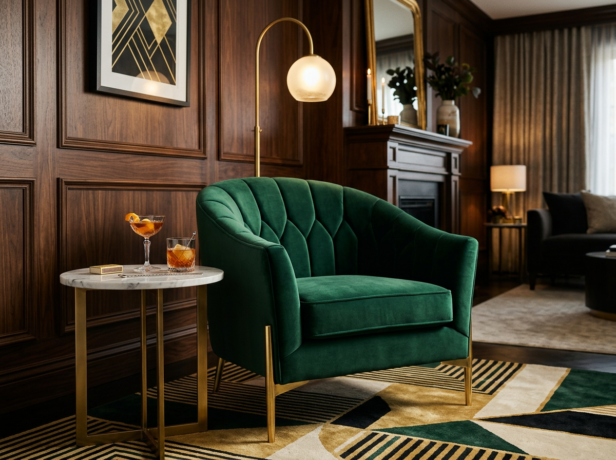 Art Deco velvet armchair