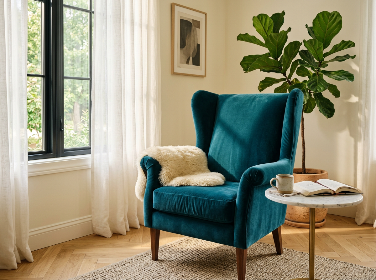 Teal velvet armchair accent