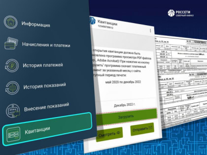 Квитанции на оплату электроэнергии можно формировать  через сервисы «Россети Северный Кавказ»