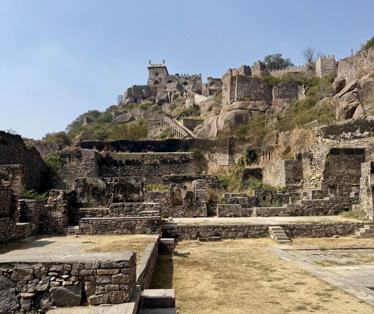 The ascent to the citadel at Golconda Fort