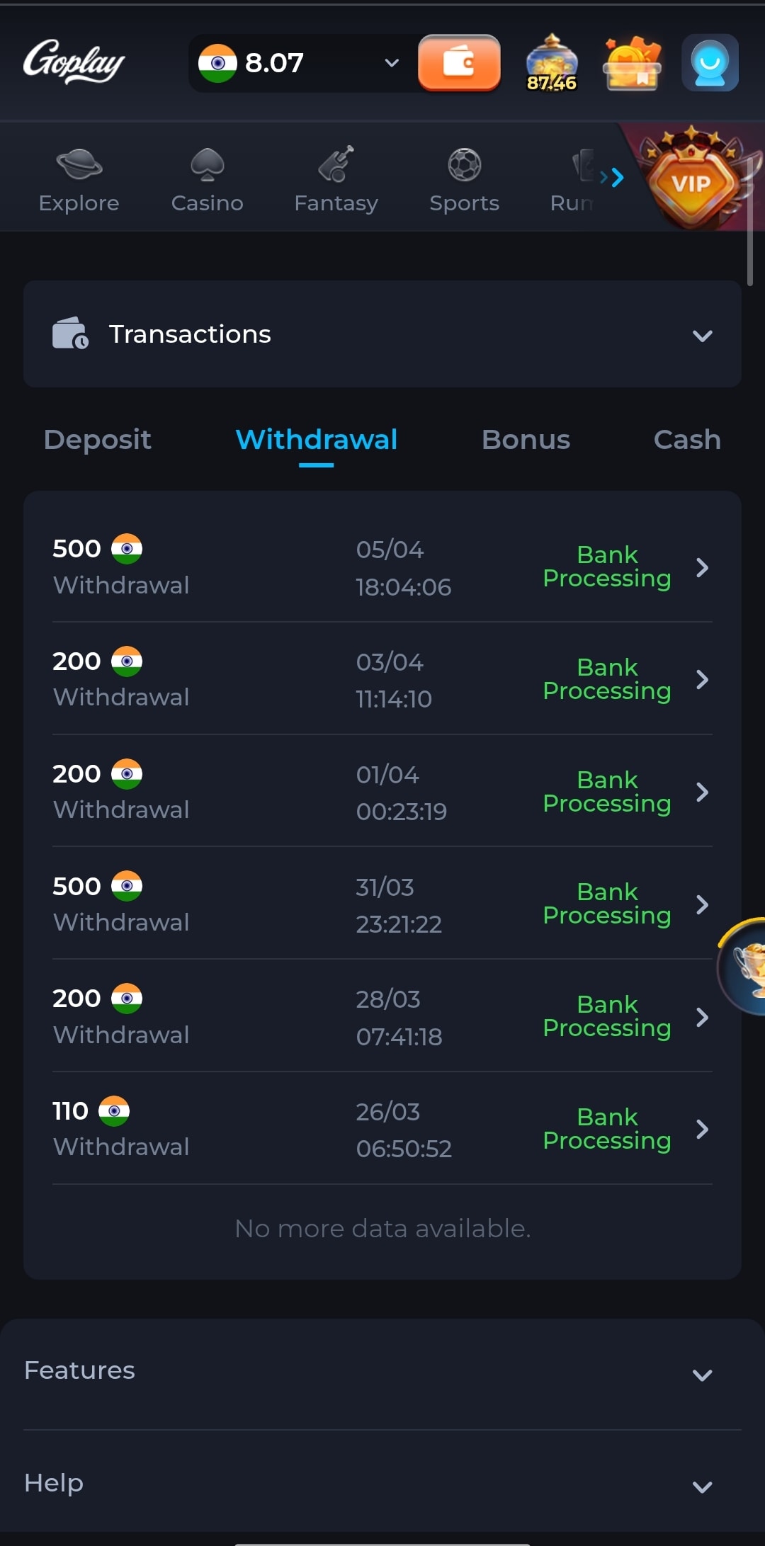 Batwin Withdrawal Screen — UPI Payout PhonePe GPay Bank Transfer