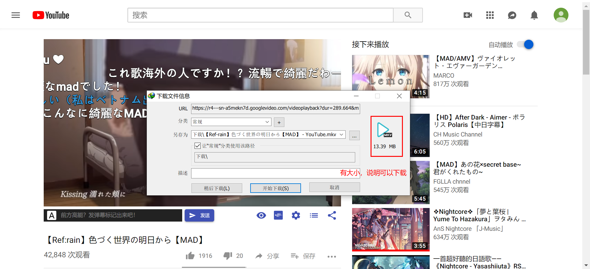 下载油管视频，🆗