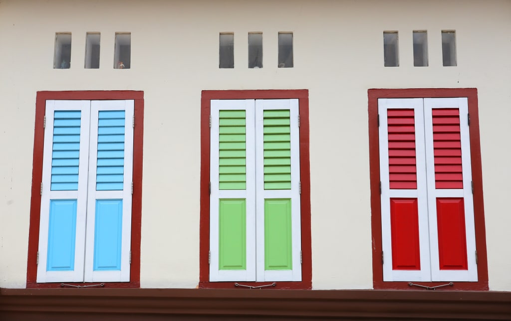 Facade of the building in Little India, Singapore