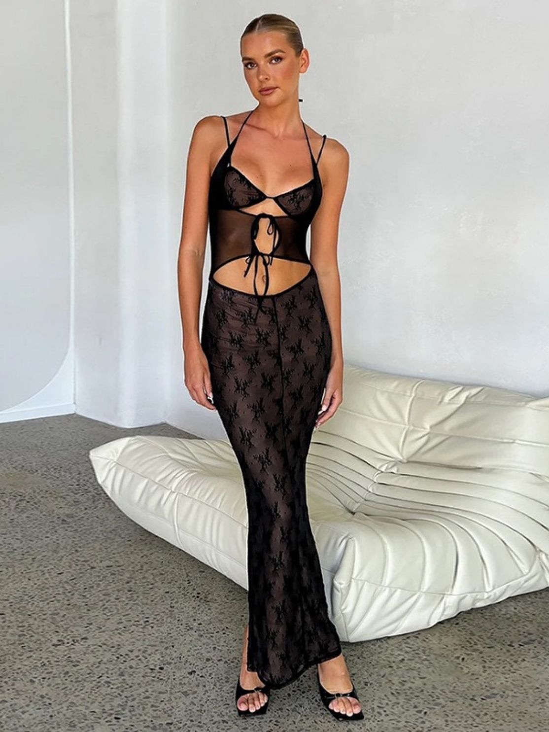 Black Lace Top & Skirt Set