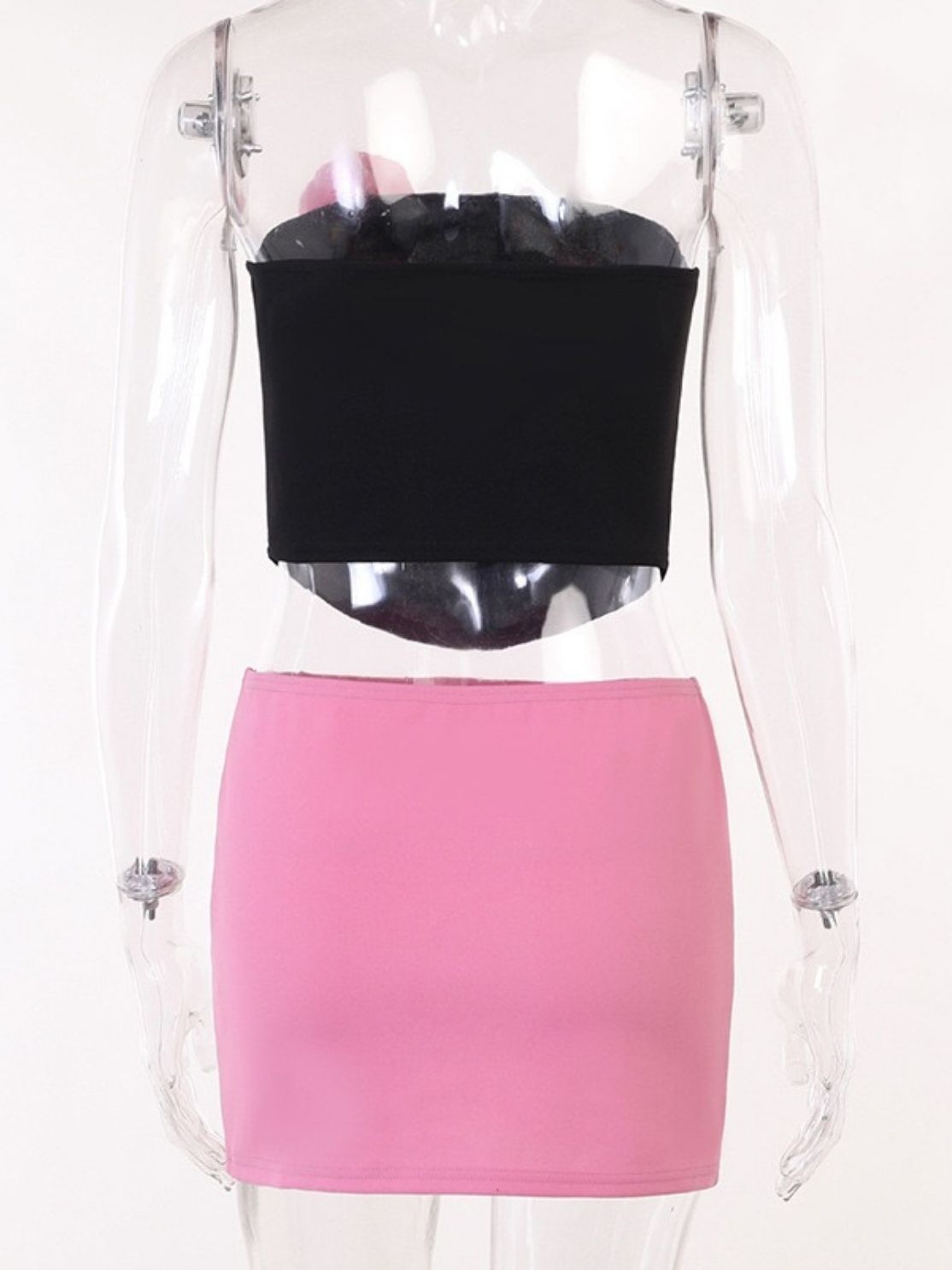 Black Pink Top & Skirt Set 